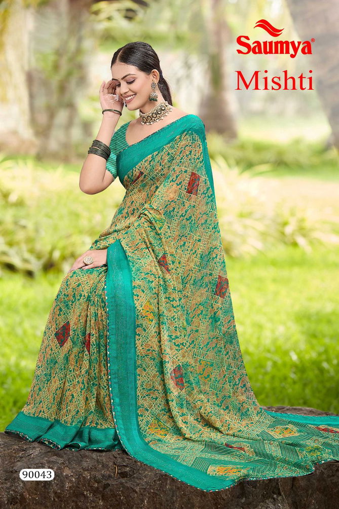 Mishti By Saumya Printed Designer Georgette Sarees Wholesale Market In Surat